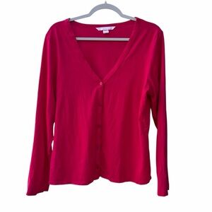 Victoria's Secret pink button up top V Neck Long Sleeve Women Size Large